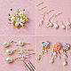 Flower Stud Earrings with Drop Beads-4