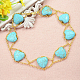Collier chaîne de perles turquoise coeur-1