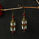 Boucles d'oreilles pendantes en perles de verre rouges de style vintage-5