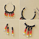 Stylish Black Hoop Earrings with Seed Beads-4