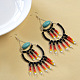 Stylish Black Hoop Earrings with Seed Beads-7
