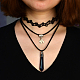 2-Layer Pendant Suede Cord Necklace-1