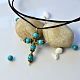 Collier pendentif croix simple avec perles turquoise-5