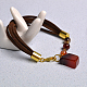 Bracelet simple cordon en daim avec perles d'agate-1