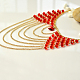 Collier chaîne de perles de verre rouge multi brins-5
