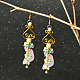 Boucles d'oreilles pendantes en perles et pierres précieuses de conception originale-1