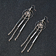 Flower Dangle Earrings with Silver Chain Tassels-4
