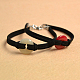 Bracelets à boucle de paix en cordon de daim noir-1