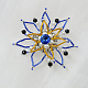 Charmante broche fleur perlée bleue et jaune-1