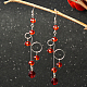 Boucles d'oreilles pendantes simples en perles de verre rouges-1