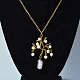 Pearl Bead Tree Necklace with Gemstone Pendant-7