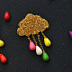 Wolkenförmige Brosche mit türkisfarbenen Perlen-6