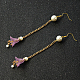 Boucles d'oreilles pendantes en perles acryliques et fleurs-5