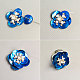 Anillos de flores de botón azul hechos a mano con perlas y cuentas de semillas-7