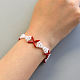 Bracelet nœud en perles avec perles de rocaille rouges-1