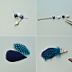 Boucles d'oreilles pendantes en plumes et perles de verre-3