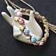 Bracelet tressé en cordon de chanvre avec perles acryliques fleurs-1