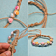 Bracelet tressé en cordon de chanvre avec perles acryliques fleurs-5
