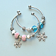 Bracelet de perles européen avec pendentifs flocon de neige-4