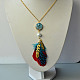 Fashion Feather Pendant Cluster Necklace-5