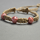 Bracelet tressé en perles acryliques fleur rose-5