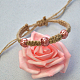 Pink Flower Acrylic Beads Braided Bracelet-6
