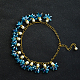 Collier plastron en perles de verre plaquées goutte bleue-5