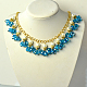 Blaue Tropfen-Lätzchen-Halskette mit galvanisierten Glasperlen-4