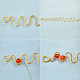 Bracelet vague enveloppé de fil d’or avec des perles d’agate rouge-3