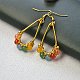 Boucles d'oreilles enveloppées de fil de perles de jade de couleurs mélangées-5