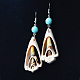 Boucles d'oreilles pendantes en perles de coquillage avec perles turquoise-4