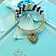 Three-strand Pearl Beads Bangle with Heart Hollow Locket Pendant-1