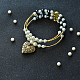 Three-strand Pearl Beads Bangle with Heart Hollow Locket Pendant-6