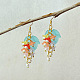 Boucles d'oreilles en grappe de perles acryliques à fleurs colorées-1