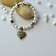 Fashion Heart Pendant Glass Pearl Beads Bracelet-5