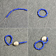 Boucles d'oreilles en perles de rocaille bleues et perles blanches-3