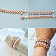 Bracelet manchette en perles de perles roses et perles de clairon en verre blanc-5