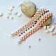 Bracelet manchette en perles de perles roses et perles de clairon en verre blanc-6