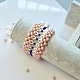 Bracelet manchette en perles de perles roses et perles de clairon en verre blanc-7