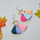 Boucles d'oreilles pompons tricolores avec perles de verre-5