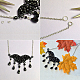 Wire Wrapped Bat Pendant Necklace with Black Beads-7
