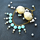 Collier pendentif en perles acryliques imitation pierre précieuse bleue-1