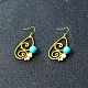 Boucles d'oreilles pendantes enveloppées de fil et décorées de perles de jade-5