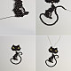 Joli collier pendentif chat avec perles de rocaille noires-8