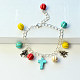 Pumpkin Turquoise Beads Charm Bracelet with Spider Pendants-1