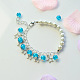 Bracelet de perles craquelées bleues avec pendentifs étoiles-1