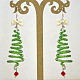 Wire Christmas Tree Earrings with Seed Beads-1