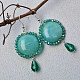 Boucles d'oreilles pendantes en perles de verre galvanisées vertes-6