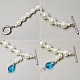 Collier plastron en perles de verre avec pendentifs en perles de verre goutte bleue-3