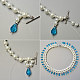 Collier plastron en perles de verre avec pendentifs en perles de verre goutte bleue-4